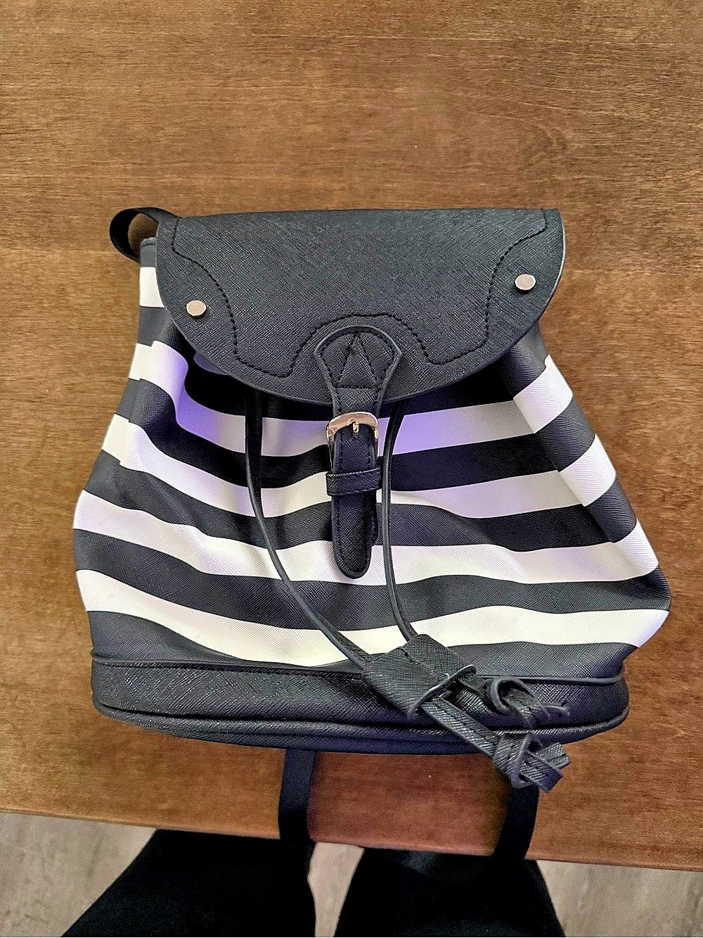 Striped Backpack in Black & White Like New